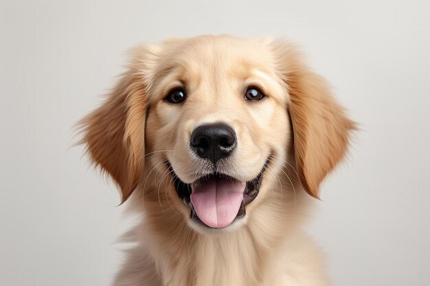 een close-up van een hond met zijn mond open