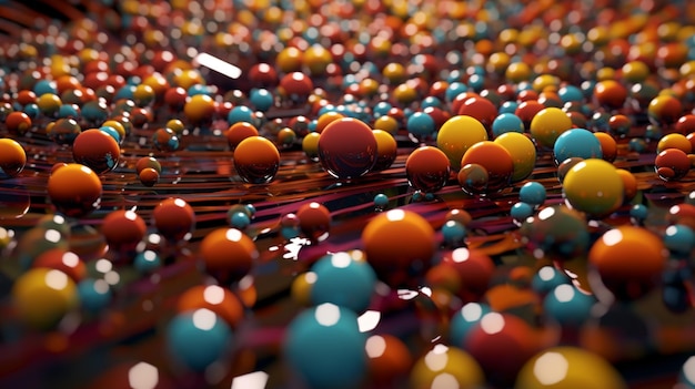 Een close-up van een hoop ballen die op een tafel liggen AI Generative
