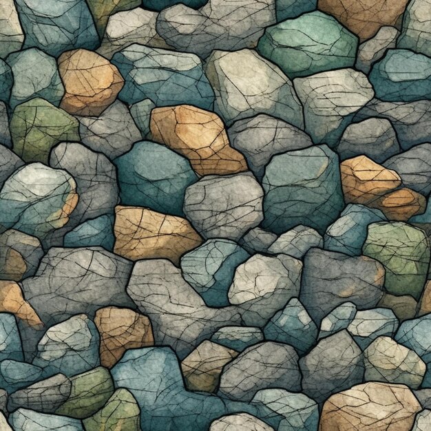 een close-up van een hoop rotsen met een blauwe hemel op de achtergrond generatieve ai
