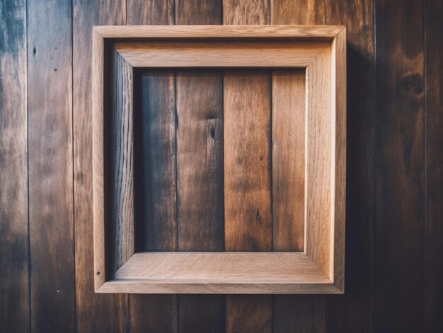 een close-up van een houten frame op een muur generatieve ai