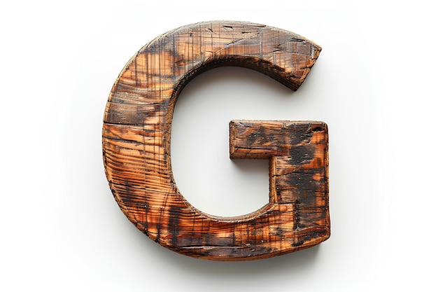 Een close-up van een houten letter g