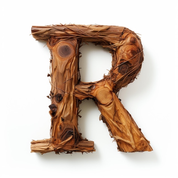 Foto een close-up van een houten letter r gemaakt van hout generatieve ai