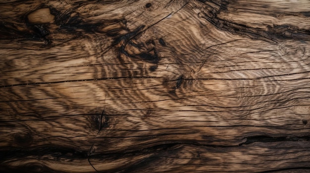 Een close-up van een houten tafel met een ruwe textuur