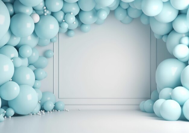 Een close-up van een kamer met een stel blauwe ballonnen generatieve ai