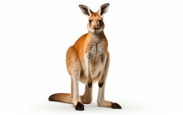 Een close-up van een kangoeroe op een witte achtergrond