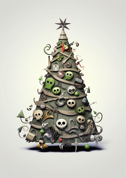 Een close-up van een kerstboom met veel verschillende decoraties generatieve ai
