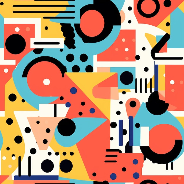 Een close-up van een kleurrijk abstract ontwerp met veel vormen generatieve ai