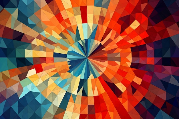 een close-up van een kleurrijk abstract ontwerp van een zonnestraal generatieve ai