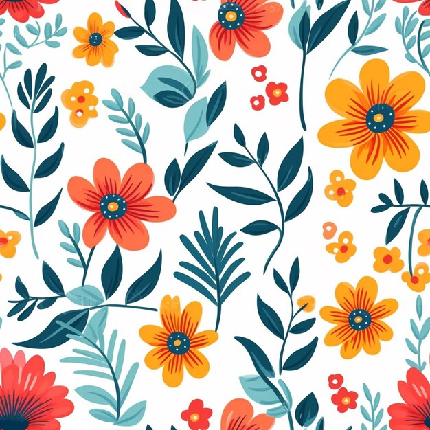 Een close-up van een kleurrijk bloemenpatroon op een witte achtergrond