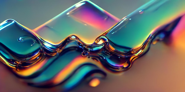 Een close-up van een kleurrijk glas met een regenboogpatroon.