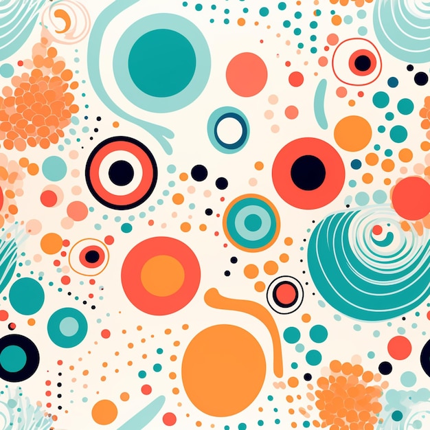 Een close up van een kleurrijk patroon met cirkels en stippen generatieve ai