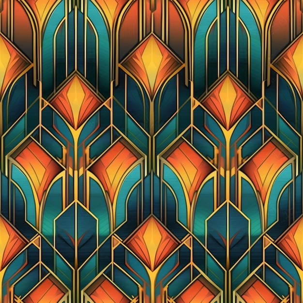 Een close-up van een kleurrijk patroon met een generatieve ai van geometrisch ontwerp