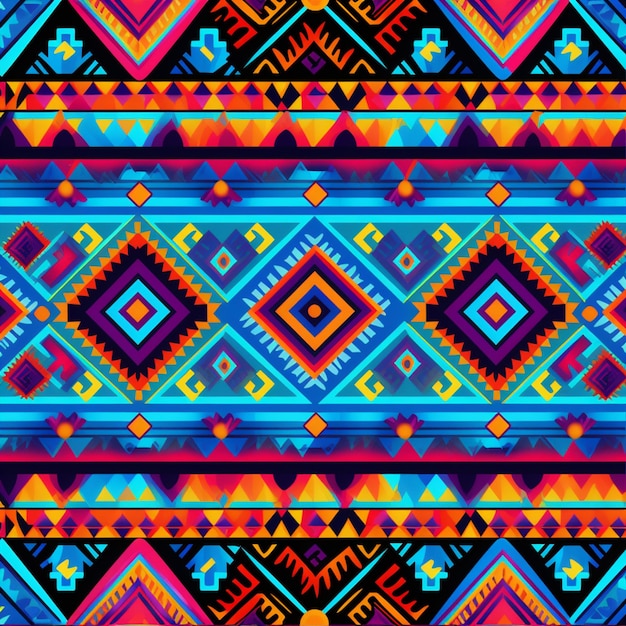 Foto een close-up van een kleurrijk patroon met een zwarte achtergrond generatieve ai