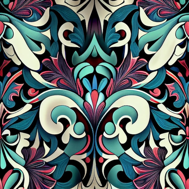 Een close up van een kleurrijk patroon met een zwarte achtergrond generatieve ai