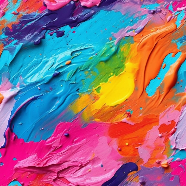 een close-up van een kleurrijk schilderij met veel verf erop generatieve ai