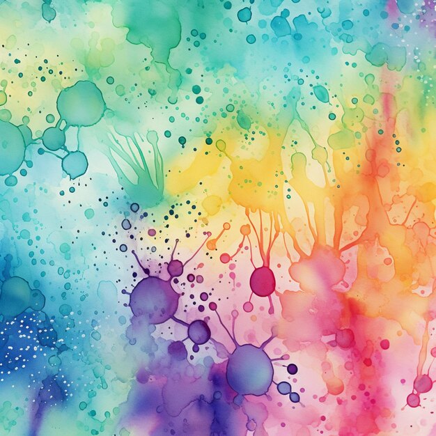 een close-up van een kleurrijk schilderij met waterverf verf generatieve ai