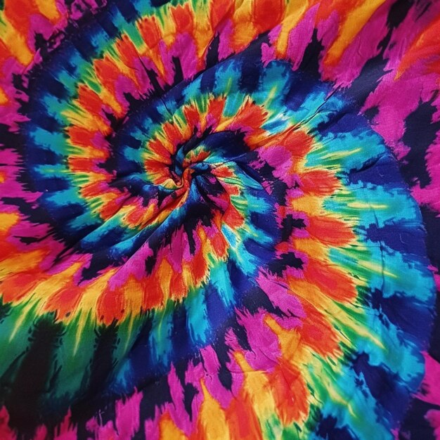 Foto een close up van een kleurrijk tie dye patroon op een zwarte achtergrond generatieve ai