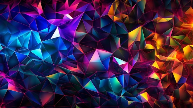 een close-up van een kleurrijke abstracte achtergrond met driehoeken generatieve ai