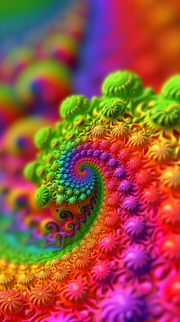 een close-up van een kleurrijke fram van bloemen met een regenboog achtergrond generatieve ai