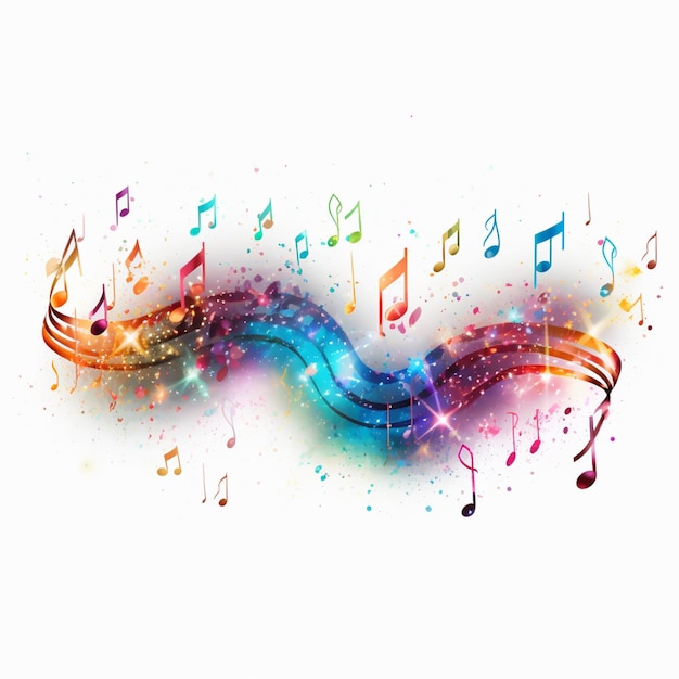 een close-up van een kleurrijke muzieknoot met veel noten generatieve ai