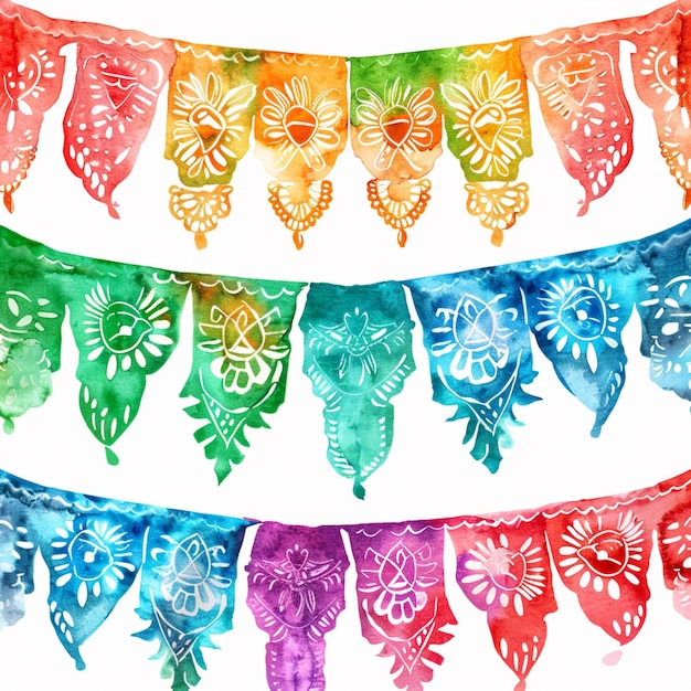 een close-up van een kleurrijke papieren krans met vlinders en bloemen generatieve ai