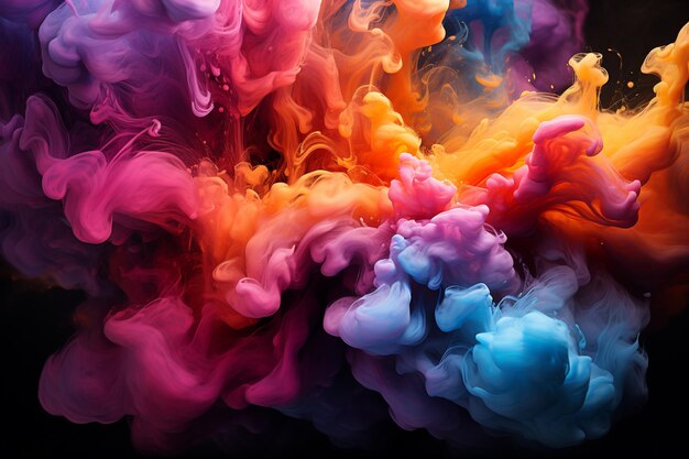 een close-up van een kleurrijke rookwolk in de lucht generatieve ai