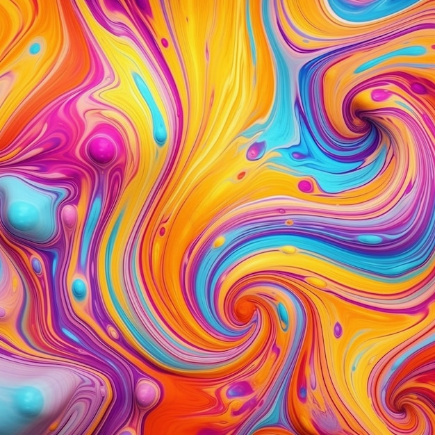 Een close up van een kleurrijke swirly achtergrond met veel kleuren generatieve ai