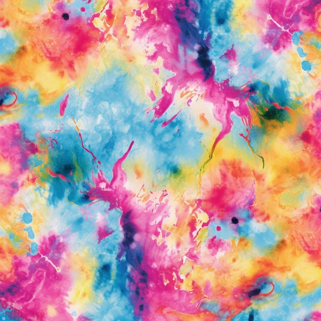 Een close up van een kleurrijke tie dye achtergrond met een zwarte stip generatieve ai