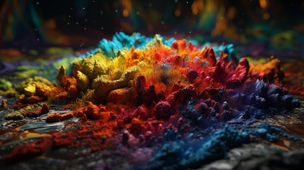 Een close-up van een kleurrijke verfspat