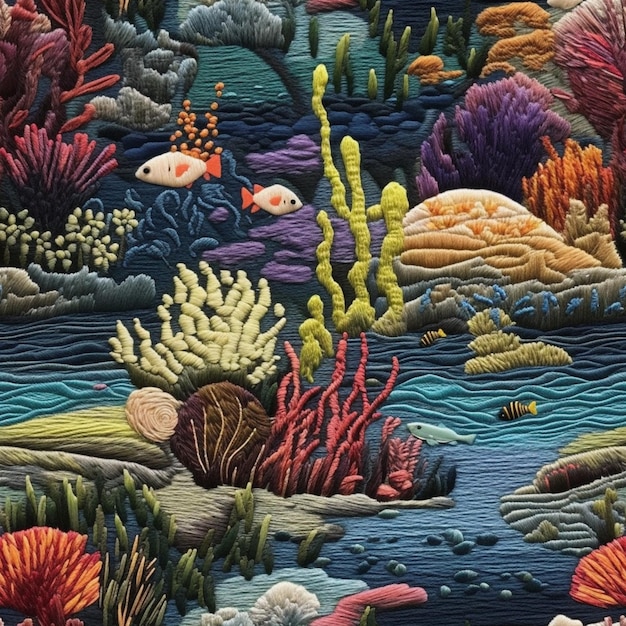 een close-up van een kleurrijke vis en koraalrif scène generatieve ai