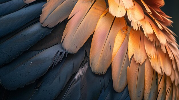 een close-up van een kleurrijke vogelveren