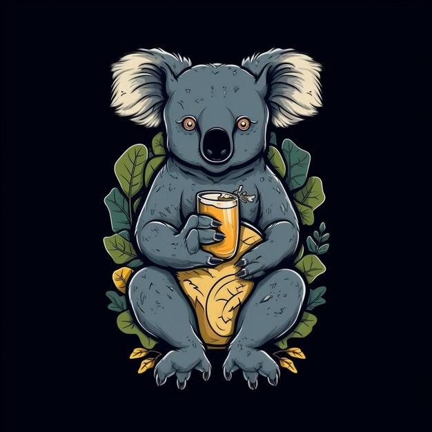 Foto een close-up van een koala die een glas bier vasthoudt