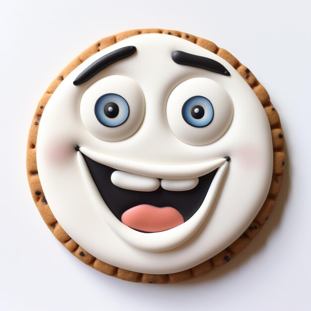 een close-up van een koekje met een lachend gezicht erop generatieve ai