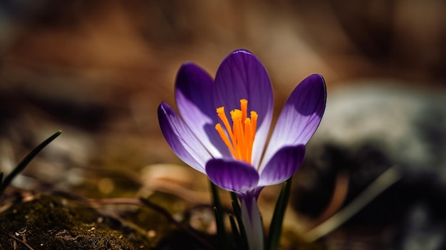 Een close-up van een krokusbloem