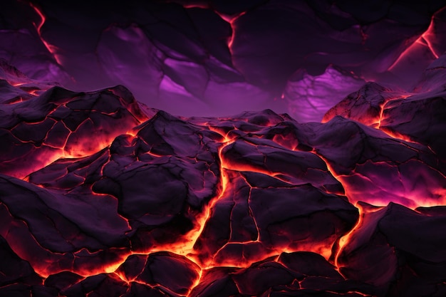 Foto een close-up van een lava berg met lava en lava generativ ai