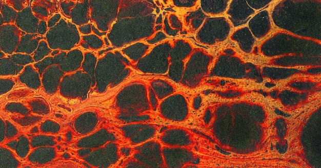 Een close-up van een lava-oppervlak met de woorden "vuur" erop