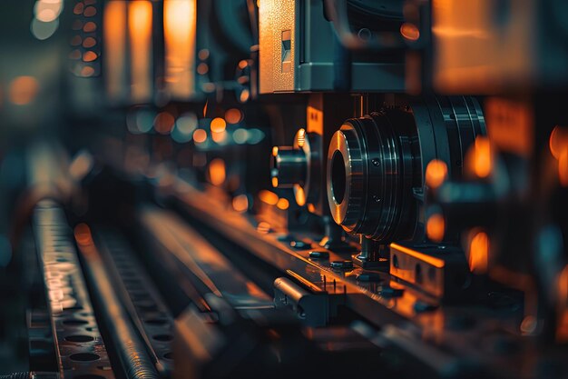 Een close-up van een machine met veel lichten