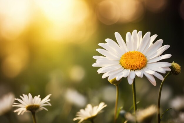 Een close-up van een madeliefje bloem in een veld copyspace plaats voor tekst