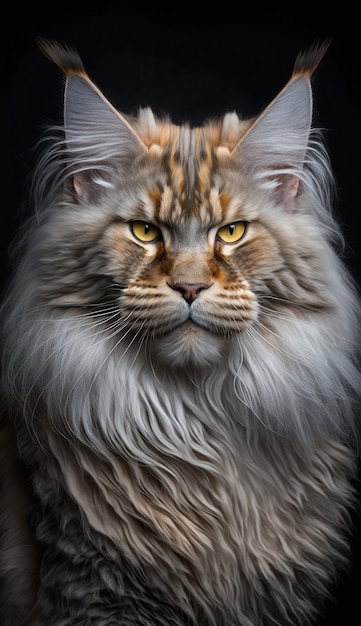 Een close up van een Maine Coon kat