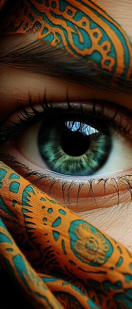 een close-up van een menselijk oog met een blauw en groen oog