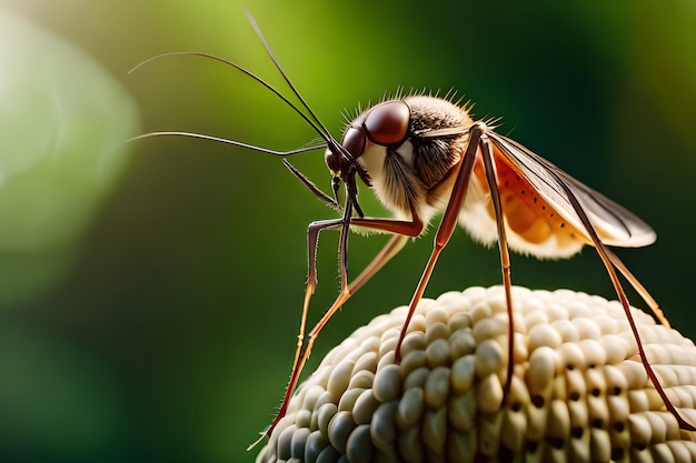 Een close-up van een mug op een bloem
