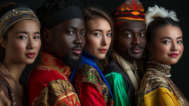 Foto een close-up van een multiraciale groep