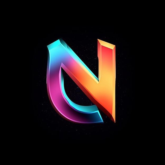 Een close-up van een neonkleurige letter n op een zwarte achtergrond generatieve ai