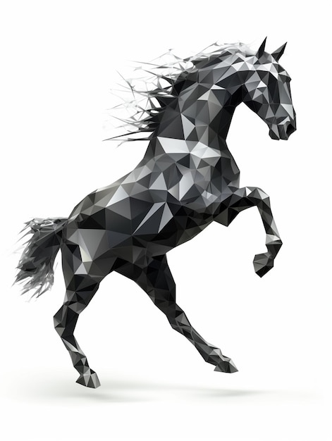 Een close-up van een paard met een lage poly ontwerp generatieve ai