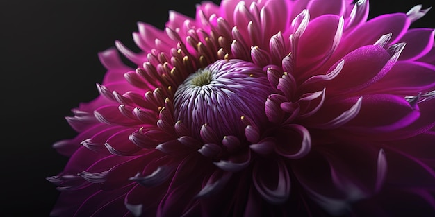 Een close up van een paarse bloem op een zwarte achtergrond generatieve AI