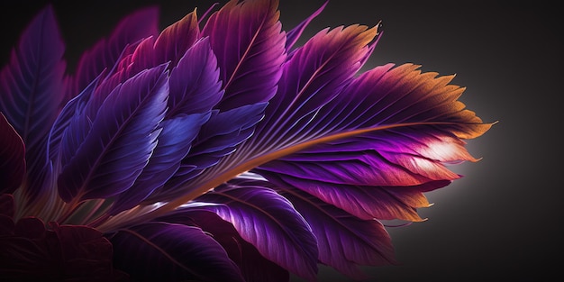 Een close up van een paarse bloem op een zwarte achtergrond generatieve AI