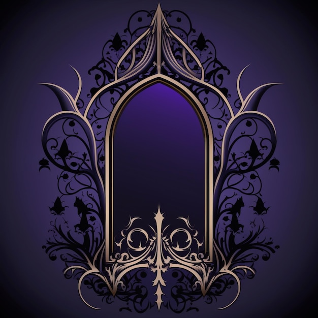 Een close-up van een paarse en zwarte gotische stijl frame generatieve ai