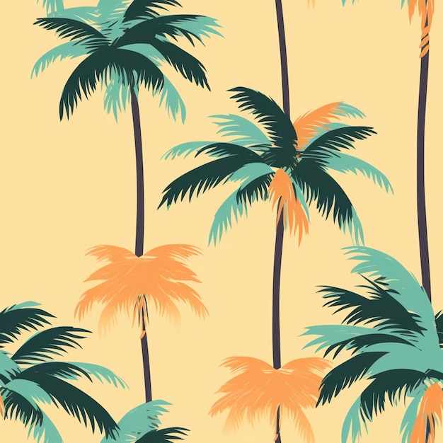 een close-up van een palmboom met een gele achtergrond generatieve ai
