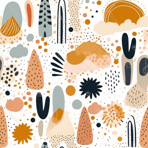 een close-up van een patroon met cactus generative ai