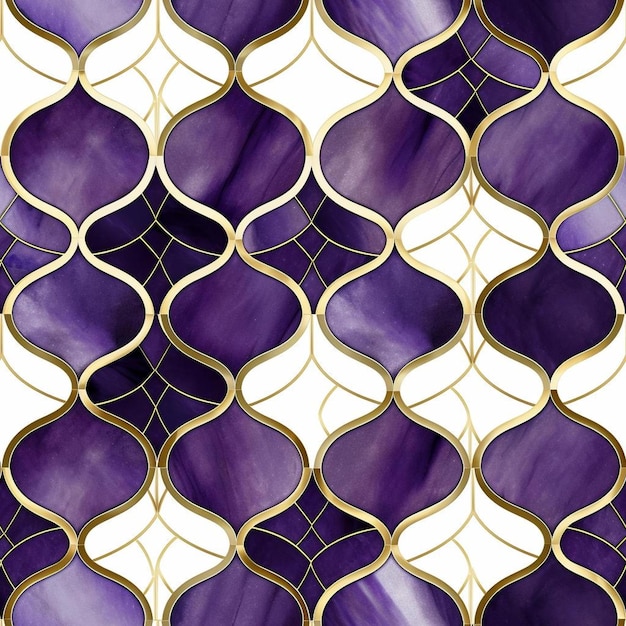 Een close-up van een patroon van paarse en gele cirkels.